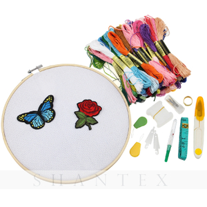 Diy Craft Cross Stitch Kits Embroidery Starter Kit Bamboo Embroidery Hoops, Color Threads, Cross Stitch Tool Kit