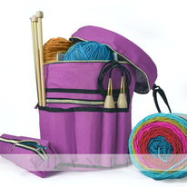 Purple Durable Knitting Organizer Crochet Storage Canvas Bag Knitting Yarn Bag Custom Yarn Storage Bag 