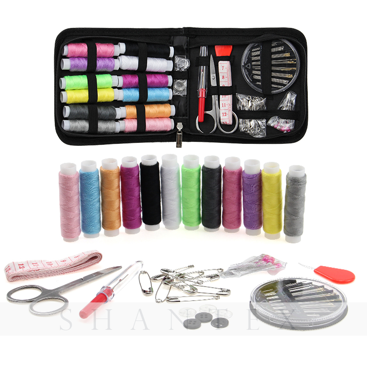Portable Needlework Sewing Supplies Kit with Zippered Carrying Case And Accessories for Home Travel Emergency Mend And Repair 