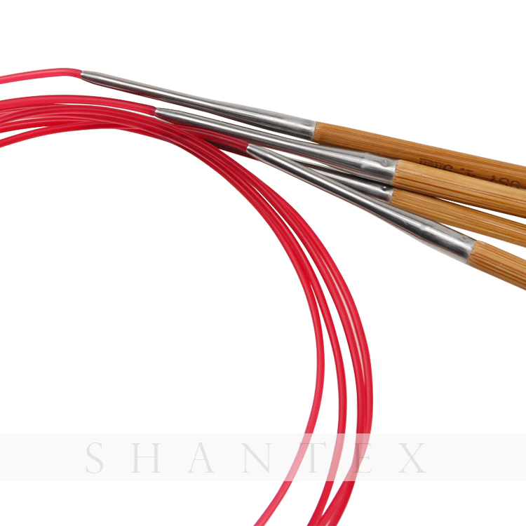 Red Tube Carbonized Bamboo Circular Knitting Needles Set For Hand Knitting Yarn 