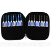 High Quality Blue And White Porcelain Plastic Handle Curving Shape Knitting Needle Crochet Hooks Set with A Storage Bag 