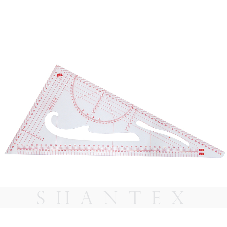 Multi-purpose Scale Right Angle Triangle Triangular Plastic Drawing Ruler with Protractor 
